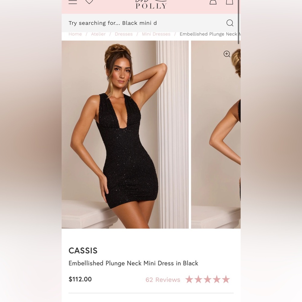 Embellished black oh polly mini dress.